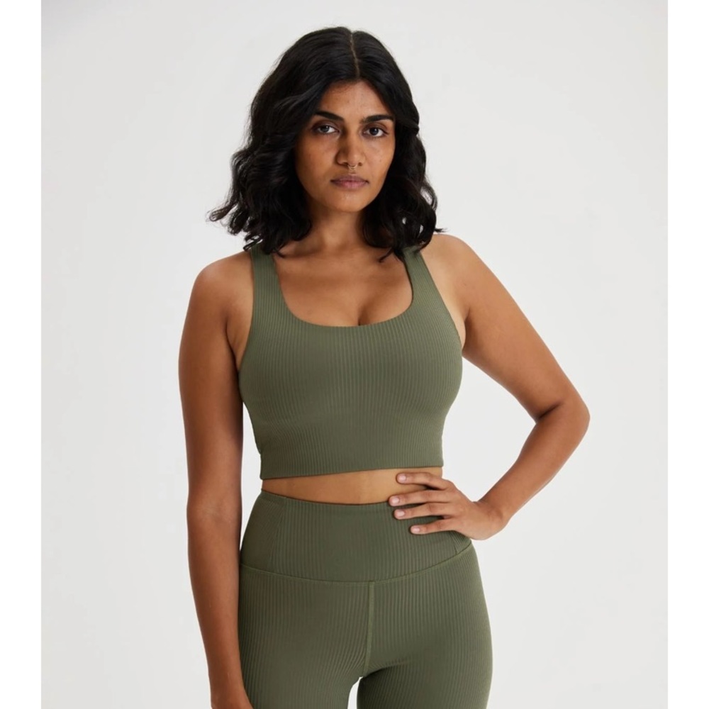 GF Collective Cypress RIB Tommy Cropped Bra + High Rise Bike Short in XL